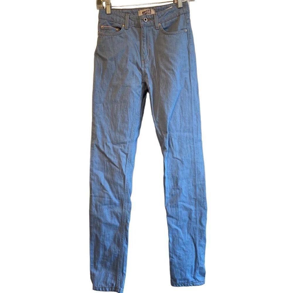 Naked & Famous Denim Womens 25 High Rise Skinny Light Blue Japan Selvedge Jeans